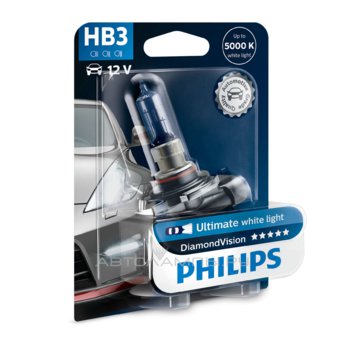 HB3 12V- 65W (P20d) (белый холод.свет-голуб.оттен.) Diamond Vision блистер (1шт.) 9005DVB1
