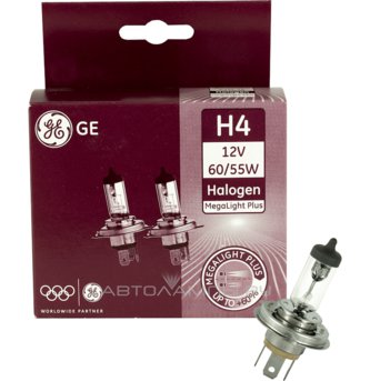 H4 12V- 60/55W (P43t) ( +60% света) Megalight Plus (к.уп.2шт.) 91618 (50440MPU) 50440MPU (ку.2)