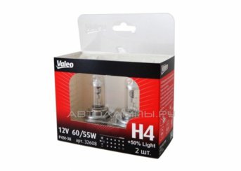 H4 12V- 60/55W (P43t) ( +50% света) + 50% Light (к.уп.2шт.) 32608